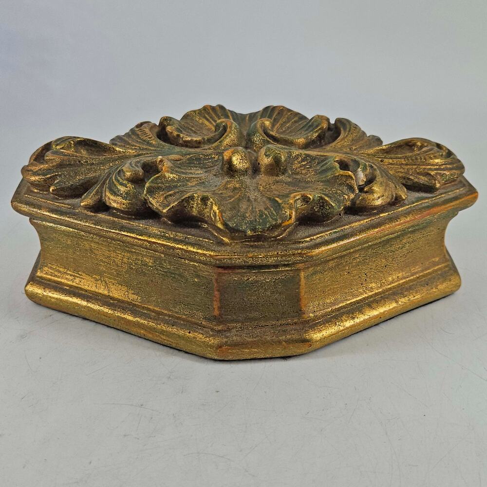 Vintage Borghese Gilded Hollywood Regency gilded Trinket Box Italy